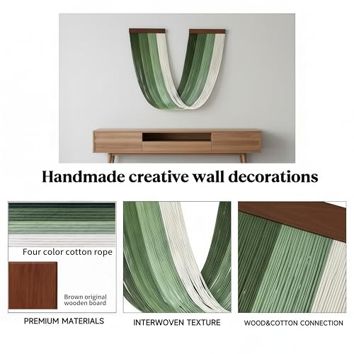 Large Macrame Wall Hanging Macrame Wall Decor Tapestry For Headboard Bedroom Livingroom Boho Fiber Home Art (Green-C) - color: Green-C