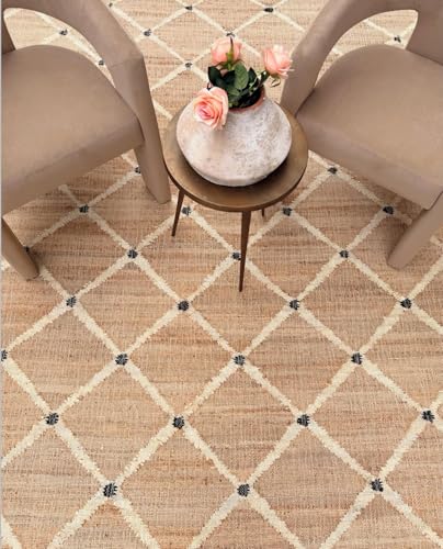 Jute Runner Rug 2.5'x8, Hand Woven Area Rug - Handcrafted Premium Geometric Design, Indoor Natural Fiber Hallway Jute Rug - Rustic Farmhouse Carpet for Kitchen, Entryway, Hallway, Bedroom - Natural - size: 2.5' x 8' (﻿Rectangular)