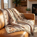 Moukeren 60 x 50 Inch Woven Tapestry Throw Blanket with Colorful Tassel, Rainbow Trout, Great Lakes Trout Fishing Gift, Fly Fishing Gift for Fisherman Dad or Husband - style: Rainbow Trout