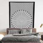 Bless International Handmade Indian hippie Bohemian Psychedelic Peacock Mandala Wall hanging College Dorm Beach Throws Table Cloth Bedding Tapestry (Black White, Queen(84x90Inches)(215x230Cms)) - color: Black White, size: 90"L x 84"W
