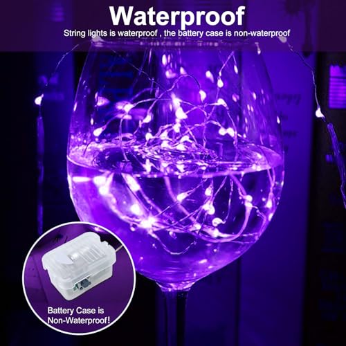 AIKEI 6 Pack LED Fairy Lights Battery Operated, Fairy String Lights 3 Modes Waterproof 7 Feet 20 Led Firefly Starry Lamps for Wedding Party Bedroom Garden Halloween Christmas Decoration Purple - color: Purple, size: 6PCS-STANDARD