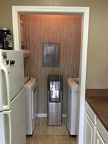 1x2 M Door String Curtain Rare Flat Silver Ribbon Thread Fringe Window Panel Room Divider Cute Strip Tassel for Wedding Coffee House Restaurant Parts, Gold - color: Gold