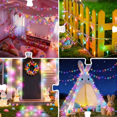 LJLNION 300 LED Easter String Lights, Extra Long 98.5FT Fairy Lights Outdoor Indoor, 8 Lighting Modes, Plug in Waterproof for Patio Garland Party Bedroom Garden Spring Decorations (Pastel Multicolor) - color: Pastel Multicolor