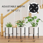 Linpla Adjustable Metal Plant Stand Indoor Outdoor - Fits 8 to 12 Inches Pots - Mid Century Modern Planter Stand Single Floor Flower Pot Holder Home Decor for Gardening Gifts