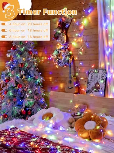 Guhope Christmas String Lights Indoor 1200LED 196FT, Waterproof Outdoor String Lights with Remote and Timer, 8 Modes Dimmable Christmas Lights for Indoor Outdoor Party Holiday Decorations (Multicolor) - color: Multicolor, size: 1200 LED