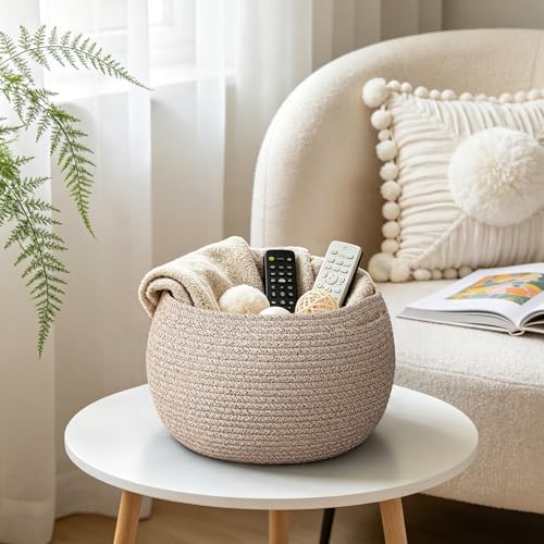 Goodpick Baby Basket for Nursery, Woven Basket for Home Décor, Round Wicker Baskets for Toy Storage, Diaper Caddy Organizer for Nursery Playroom, Jute, 10"D x 8.3"H - color: Light Brown, size: 10"D x 8.3"H