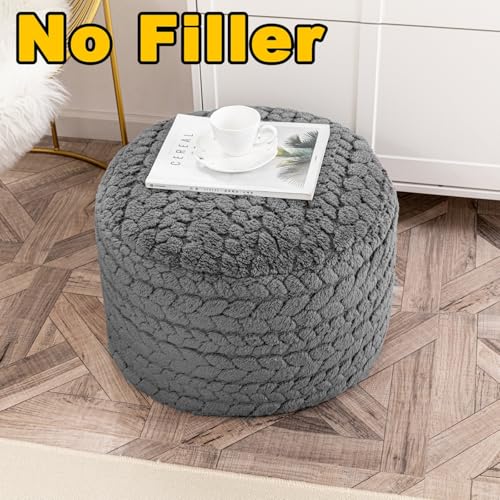 Asuprui 20x14 Inch Unstuffed Ottoman Pouf Cover – Lightweight Foot Rest, Floor Bean Bag Chair, Storage Pouf for Living Room, Bedroom & Balcony (Filler Not Included) (Gray) - color: Grey