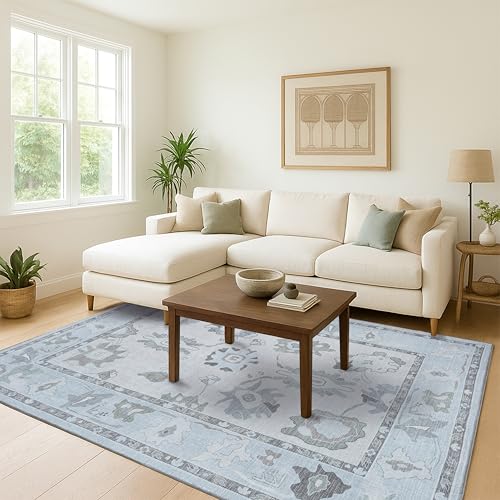 Fame Living Cream Beige Oushak Rug, Modern, Vintage, Turkish, Eclectic, Floral, Pastel, Washable, Oversized, Extra Large Area Rugs for Living Room, Dining, Bedroom, Lounge 9'5"x14' - color: Cream Beige, size: 9'6" x 14' (Rectangular)