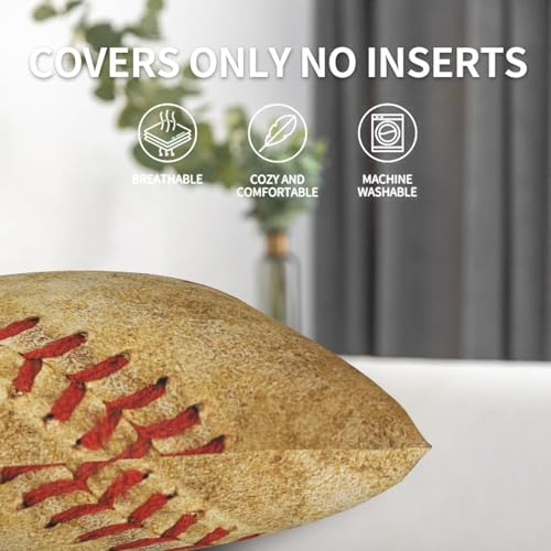 Baseball Throw Pillow Covers 18 X 18 Inch Set of 2 Pillow Cases Decoration Cushion Cover for Sofa Bedroom Living Room Outdoor - color: Baseball