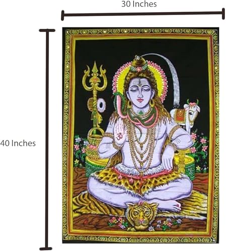 Rastogi Handicrafts Cotton Cloth Fabric Poster 40" X 30" Poster Size Wall Hanging For Home Room Decoration Decor (SHIVA-G) - color: SHIVA-G