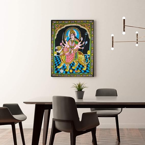 Rastogi Handicrafts Cotton Wall Hanging Indian 40" X 30" Poster Size (DURGA-G) - color: DURGA-G