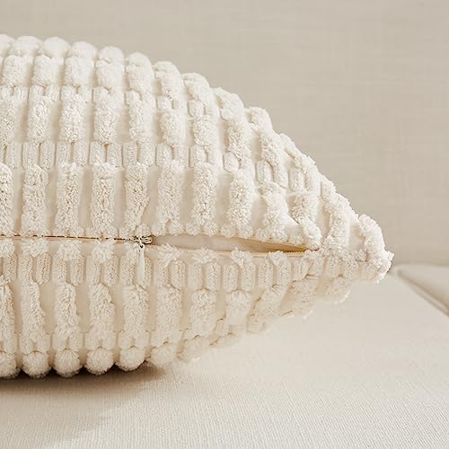 Fancy Homi Decorative Throw Pillow Covers for Bed Couch Bedroom Bench, Soft Corduroy Solid Pillow Case, Rustic Farmhouse Boho Room Decor,36" x 14" (Pack of 1),Cream - color: Cream, size: 36" x 14" (Pack of 1)