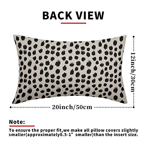 Polka Dot Throw Pillow Covers 12x20 Set of 2 Black Cream Throw Pillows Boho Design Brush Strokes Decorative Outdoor Pillowcase Square Cushion Cover Linen Pillow Case for Home Sofa Couch Bed - color: Black Dots, size: 20" x 12" (Pack of 2)
