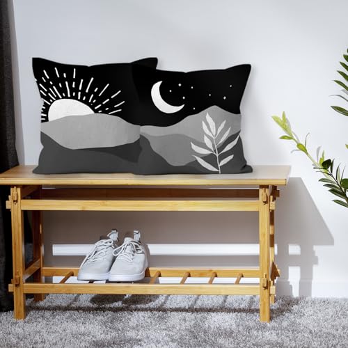 HIWX Boho Pillow Covers, Boho Sun Moon Mountains Decorative Pillowcase Throw Pillow Cover 18x18,Boho Throw Pillows,Boho Sun Desert for Sofa Bed Room Home Bedroom Decor Set of 2 Pillow Case（Black2） - color: Black2-boho-set of 2