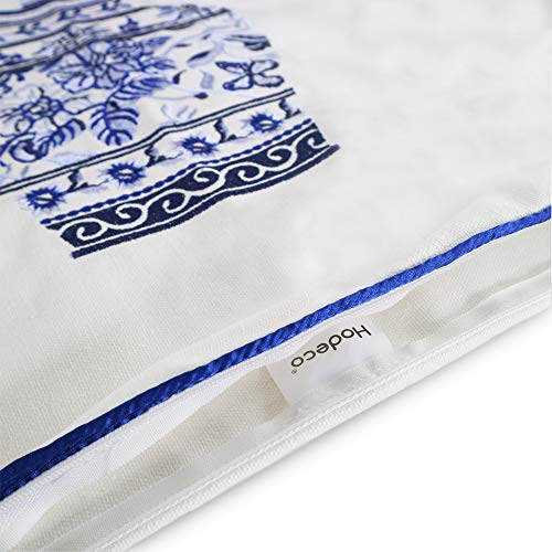 Embroidery Throw Pillow Covers 18x18 Home Décor Floor Pillows Cover for Couch 100% Cotton Cushion Cover 45x45cm Decorative Pillowcase, Chinese Blue and White Porcelain Bottles, 4 Pieces - color: Blue Bottle Set 4