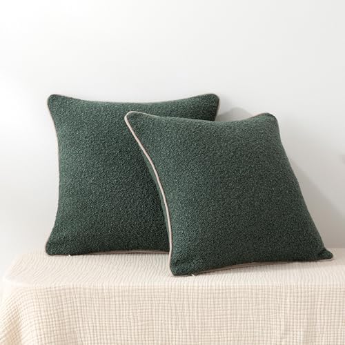 Amazon Basics Boucle Throw Pillow Covers for Couch, Living Room, Home Decor with Hidden Zipper, Green, 24×24in, Pack of 2 - color: Green, size: 24" x 24" (Pack of 2)