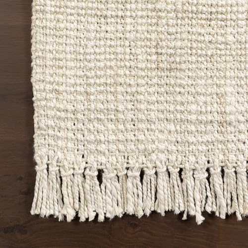 Nuloom Daniela Off-White, 6' x 9', Handmade, Jute, Tassel, Soft and Textured, High Traffic, Stain Resistant, Easy Clean, Durable Area Rug for Bedroom, Living Room, Dining Space, Foyer, Entryway - color: Off White, size: 6' x 9' (Rectangular)