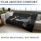 Pure Country Weavers Cat On The Hill by Episodic Drawing - Gift Tapestry Throw Blanket Woven from Cotton - Made in The USA (72x54) - color: Cat on the Hill, size: 72x54