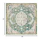 SAFAVIEH Madison Collection Area Rug - 3' Square, Green & Turquoise, Boho Chic Medallion Distressed Design, Non-Shedding & Easy Care, Ideal for High Traffic Areas in Living Room, Bedroom (MAD447Y) - color: Green/Turquoise, size: 3' x 3' (Square)