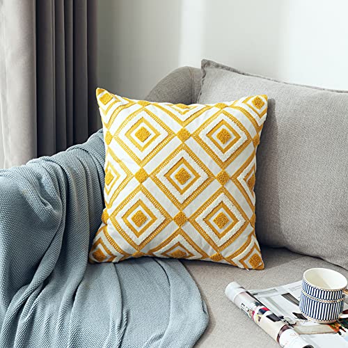 Boho Decorative Throw Pillow Cover Geometric Tufted Cotton Pillowcase Super Soft Pillow Sham Cushion Case for Sofa Couch Bedroom Living Room (Type C,18"x18") - color: Type C