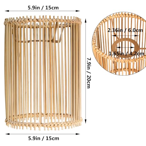 2 pack Small Lampshades for Table Lamp Shade Floor Lamp Shade,woven rattan boho Bamboo Lampshades,5.5"x5.5"x7.9" - color: White/beige