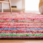 SAFAVIEH Rag Rug Collection Accent Rug - 2'6" x 4', Red & Multi, Handmade Boho Stripe Cotton, Ideal for High Traffic Areas in Entryway, Living Room, Bedroom (RAR240D)