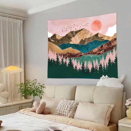 Mountain Sunset Tapestry Large Wall Hanging for Bedroom Living Room Nature Landscape Decor - color: Sunset, size: 59.1"L x 51.2"W