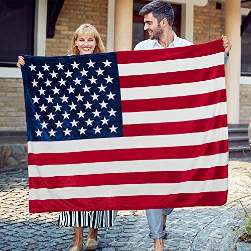 PAVILIA Patriotic Blanket - American National Flag Throw Blanket for Sofa Couch Bed, Soft Microfiber Fleece Reversible, USA Military Veteran July 4th Gift - 50 x 60 Inches - color: American Flag, size: 50 x 60 Inches - Throw