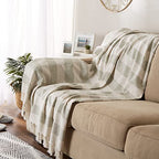 DII Rustic Farmhouse Cotton Cabana Striped Blanket Throw with Fringe, 50 x 60 - Cabana Striped Artichoke - color: Artichoke