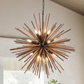 31.3" Farmhouse Sputnik Chandelier for Dining Room Rustic Handmade Natural Wood 16-Light Hanging Ceiling Pendant Light Fixture Starburst Wood Chandeliers for Kitchen Bedroom Foyer Hallway - size: Diameter 31.3", 16-Light