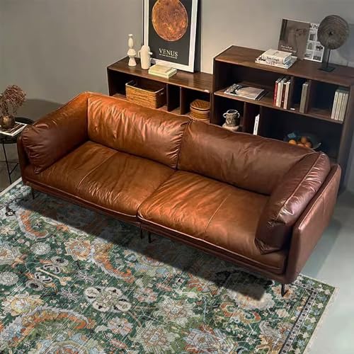 RUGSURE Washable Area Rugs - Perfect for Living Room, Bedroom, Kids Room, Nursery - Stain & Water Resistant Non-Slip, Pet & Child Friendly, Vintage Tribal Area Rugs (Green, 5' x 7') - color: Green, size: 5' x 7' (Rectangular)