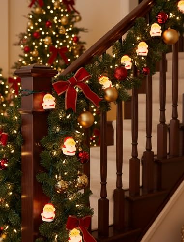 8.5Ft Christmas Santa Light, Christmas Decorations String Lights with 10 Santa Claus Bulbs, Plug in Hanging Fairy Lights for Indoor Party Kid's Room Xmas Tree Patio Bedroom Garden Decor - color: Santa Claus