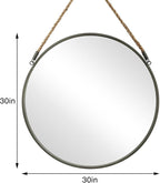 POZINO Large Round Rope Mirror, 30 Inch Circle Farmhouse Mirror, Hanging Mirror for Bathroom Bedroom Living Room Entryway Home Decor, Grey