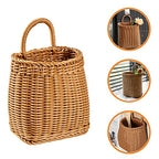 Woven Seagrass Storage Basket - Wall Mounted Planters with Rattan Flower Pot - Hanging Wicker Basket