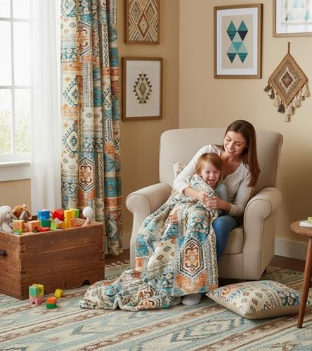Aipon Boho Aztec Throw Blanket 50"x 60", Western Indian Native American Blanket Southwestern Decor, Orange Teal Soft Cozy Lightweight Throws Blankets Gifts for Women Men Couch Bed Sofa Chair - color: Orange Teal, size: 50.00'' × 60.00''