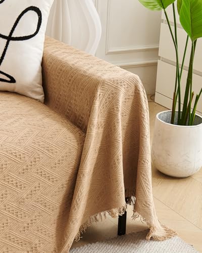 AIVIA Slipper Chair Cover Sheet Blanket, Reversible Anti Slip Throw Cushion Covers for Armless Chair Recliner Armchair Ottomans Furniture Decorations Protector Slipcover Tablecloth (Khaki, 51” x 71”) - color: Khaki, size: 51” x 71”