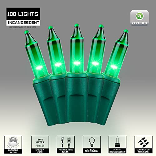 100LIGHTS Green Extra-Bright with End Connectors Christmas Decorative Lights 5.98m UL Certified Mini String Light Set Waterproof for Home Garden Holiday Christmas Tree Party Patio Wedding - color: Green, size: 100 COUNT-1PACK