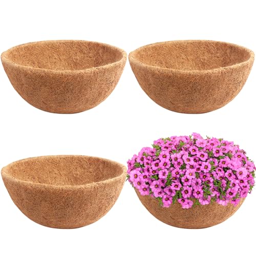 Y&M Set of 4 16 Inch Pre-Formed Round Coco Fiber Hanging Basket Liner,Coco Replacement Liner - 4p - size: 4pcs 16in