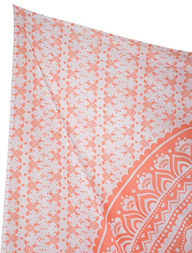 Popular Handicrafts Tapestry Wall Hanging Hippie Ombre Mandala Bohemian Hippy Intricate Indian Tapestries Bedspread 84 x 90 Inches (215cm x 230cm) Coral Peach - color: Coral / Peach, size: 90.6"L x 84.7"W
