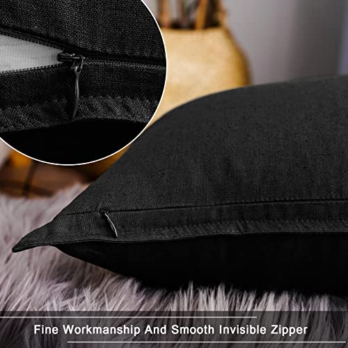 Jeanerlor Solid Cotton Linen Decoration 18"x18" Throw Pillow Cushion Case Special Pillow Cover Delicate Decorative Pillowcase for Couch/Bed/Chair,(45 x 45cm), Black - color: Black, size: 18" x 18" (Pack of 1)