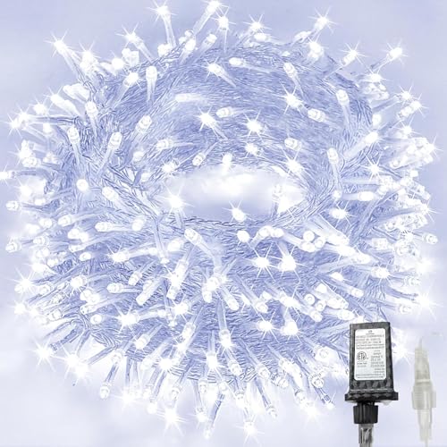 180FT 500LED Extra-Long String Lights Indoor Outdoor Clear Wire, Cold White Christmas String Lights, Plug in Twinkle Fairy Light With Timer and Memory For Wedding Patio Tree Yard Christmas Decorations - color: Cold White, size: 500LED