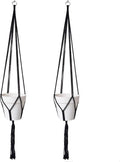 2 Pack Macrame Plant Hanger,Indoor Plant Hanger with Tassel for Boho Home Decor,47 inches Hanging Plant Holder with 2 Hooks(Black)
