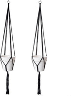 2 Pack Macrame Plant Hanger,Indoor Plant Hanger with Tassel for Boho Home Decor,47 inches Hanging Plant Holder with 2 Hooks(Black)