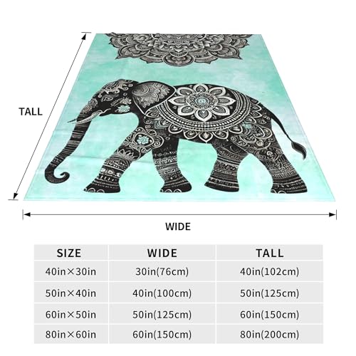 Elephant Throw Blanket Bohemia Mandala Warm Decor Soft Flannel Elephants Blanket Boho Elephant Gifts for Kids Boys Girls Men Women 40" X 50" - color: Boho Elephant, size: 40"X50"