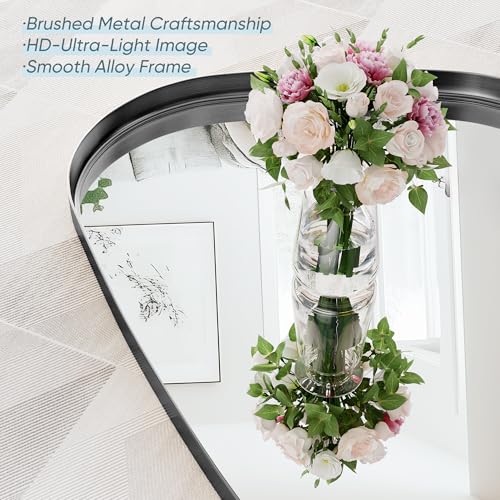 Irregular Wall Mirror 26"x40" Bathroom Mirrors Asymmetrical Artistic Decorative for Living Room Bedroom Bathroom Hallway Entryway,Trapezoid,Black - color: Black, size: 40"L x 26"W