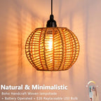 TWINKVILLA Battery Operated Chandelier, 2Pack Hanging Gazebo Lights, Cactus Shape Boho Rattan Pendant Lights Outdoor Waterproof for Patio Tree Pergola Porch and Indoor Decor