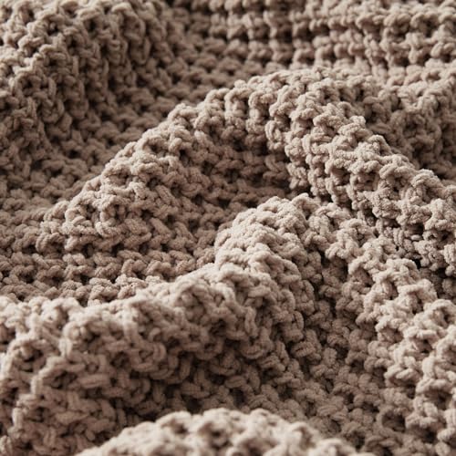 WESHIONGOO Throw Blanket for Couch Soft Knit Throw Blanket with Chenille Yarn Non-Shedding, Chenille Blanket for Living Room Bed Sofa (Coffee Brown, 50"*60") - color: Coffee Brown