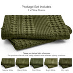 PHF 100% Cotton Waffle Pillow Shams Standard Size, 2 Pack 20" x 26" Soft Skin-Friendly Pillowcases, No Filling, Aesthetic Woven and Breathable Waffle Weave Pillow Case Covers for Bed, Capulet Olive - color: Capulet Olive, size: 26" x 20" (Pack of 2)