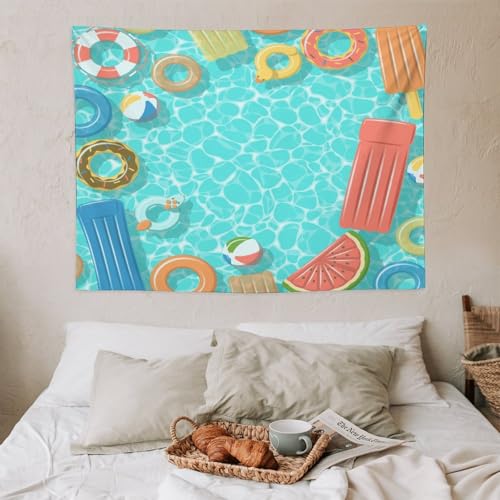 Kurtect Summer Theme Tapestry,Swimming Pool Fruit Cartoon Kids Teens Pattern Print Tapestries for Party Beach Picnic Blankets Tablecloths Living Room Wall Deocr, 30x40 in - color: style-2, size: 40"L x 30"W
