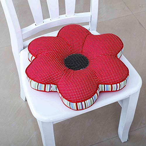 vctops Flower Shaped Chair Pad Farmhouse Polka Dot Chair Seat Cushion Pad Soft Comfy Cotton Cushion Pillow (302-2 Red, 16"x16") - color: 302-2 Red